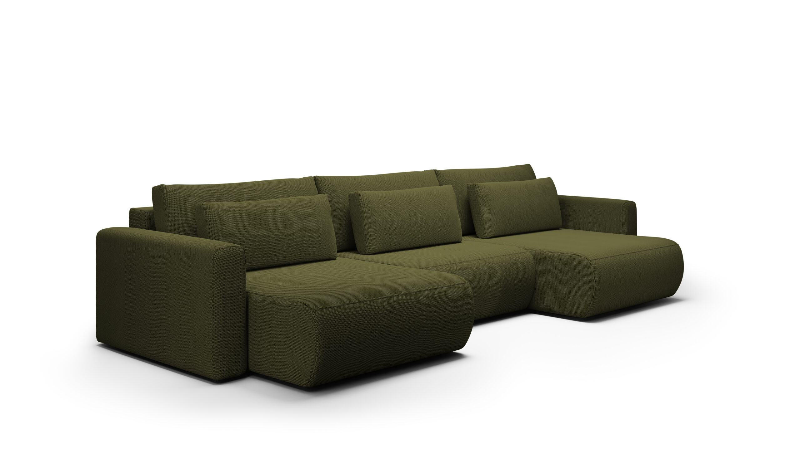 WOHNLANDSCHAFT mit Schlaffunktion U Grün olive - Dunkelgrün, Textil (340/70/149cm) - Furnisell