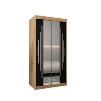 SCHWEBETÜRENSCHRANK 200/100/62 2-türig - Silberfarben/Schwarz, Holz/Kunststoff (100/200/62cm) - Abiks Möbel