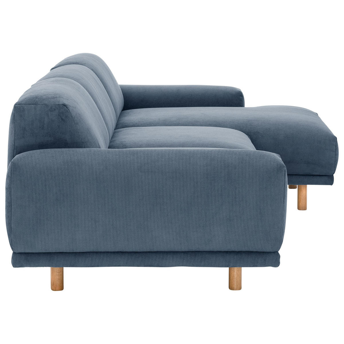 ECKSOFA mit Longchair rechts Kattryna Cordstoff blau - Blau, Kunststoff (133/283cm) - 58aufmkessel