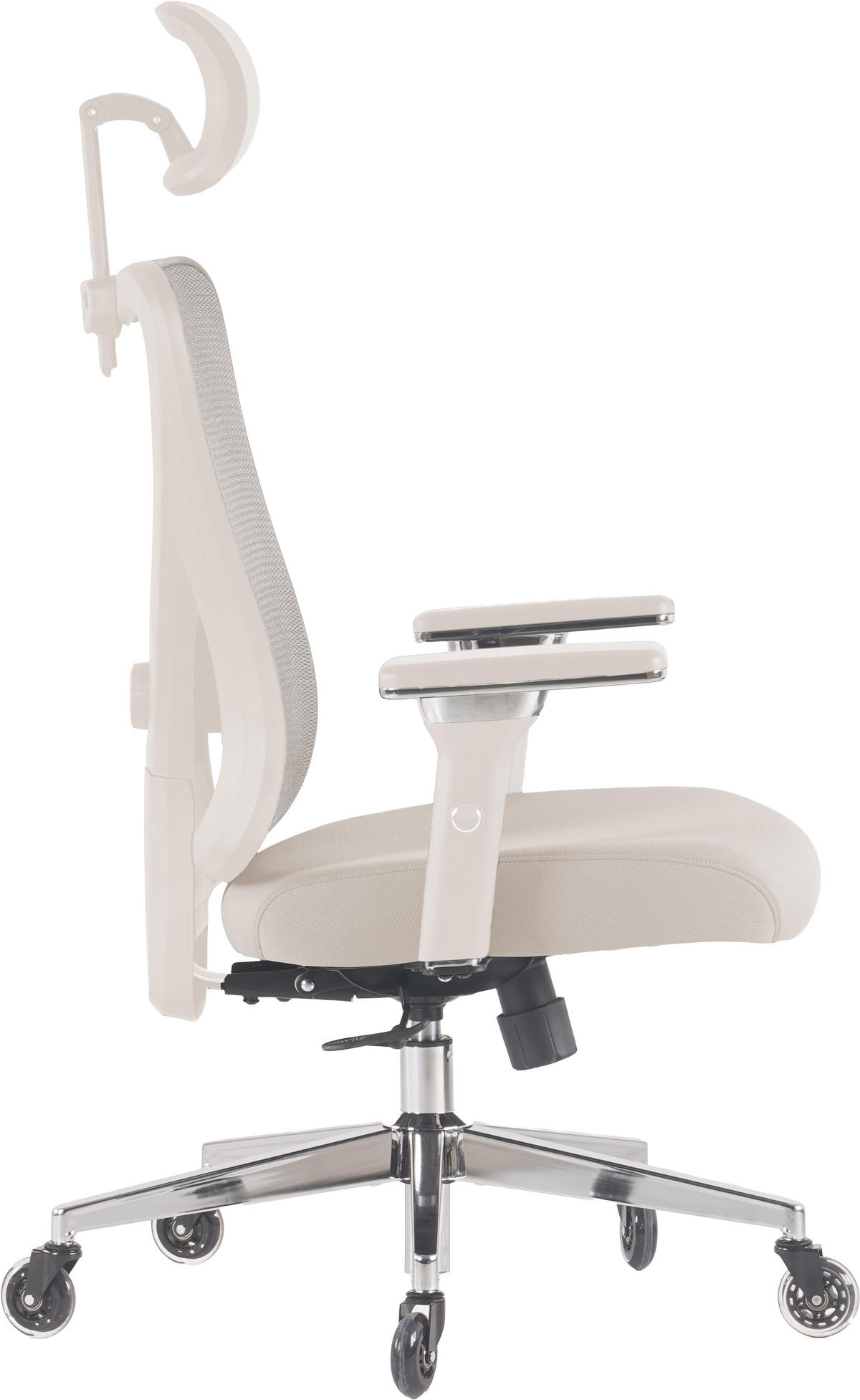 BÜROSTUHL CleverSeat Creme-Weiß - Beige/Silberfarben, Kunststoff/Textil (70/134/70cm) - Clouvou