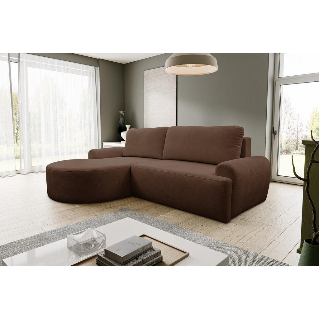 Thumbnail - Venasi Möbel Ecksofa, Dunkelbraun, Textil, 3-Sitzer, L-Form, Ottomane links, 260x136 cm, Wohnzimmer, Sofas & Couches, Wo...