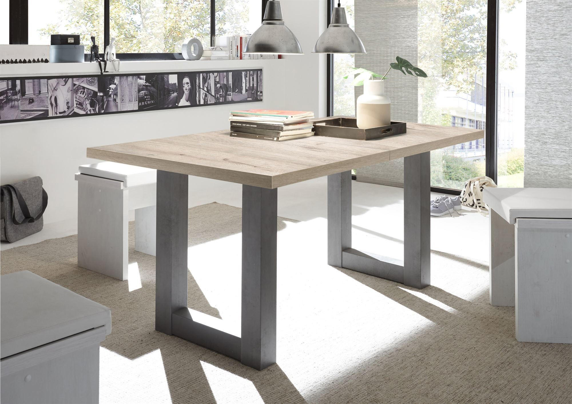 ESSTISCH ausziehbar Eila 3 160 x 90 x 75 Esszimmertisch Graphit/Eiche Sägerau - Sonoma Eiche, Holz (160/90/75cm) - 58aufmkessel