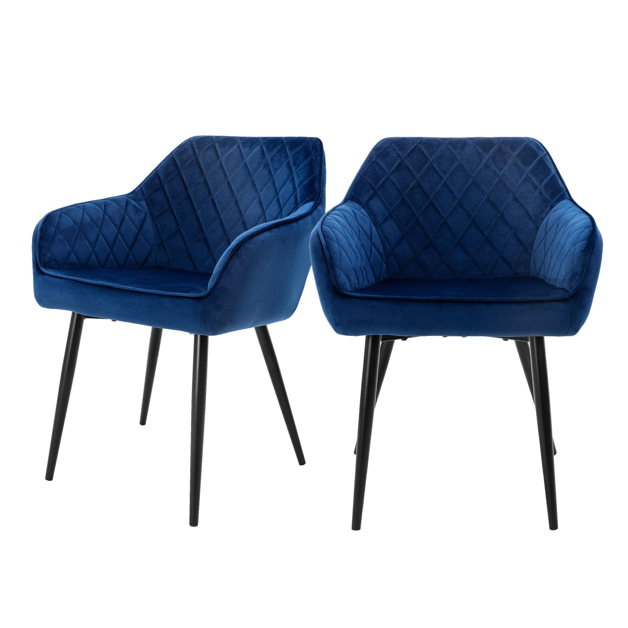 ML-DESIGN JÍDELNÍ ŽIDLE, sada 2 ks, tmavě modrý samet