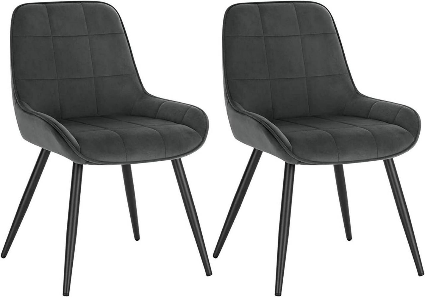 ESSZIMMERSTUHL 2er-Set, Polsterstuhl, Samt, Dunkelgrau - Dunkelgrau/Schwarz, Textil/Metall (52.5/81.5/62cm) - Woltu