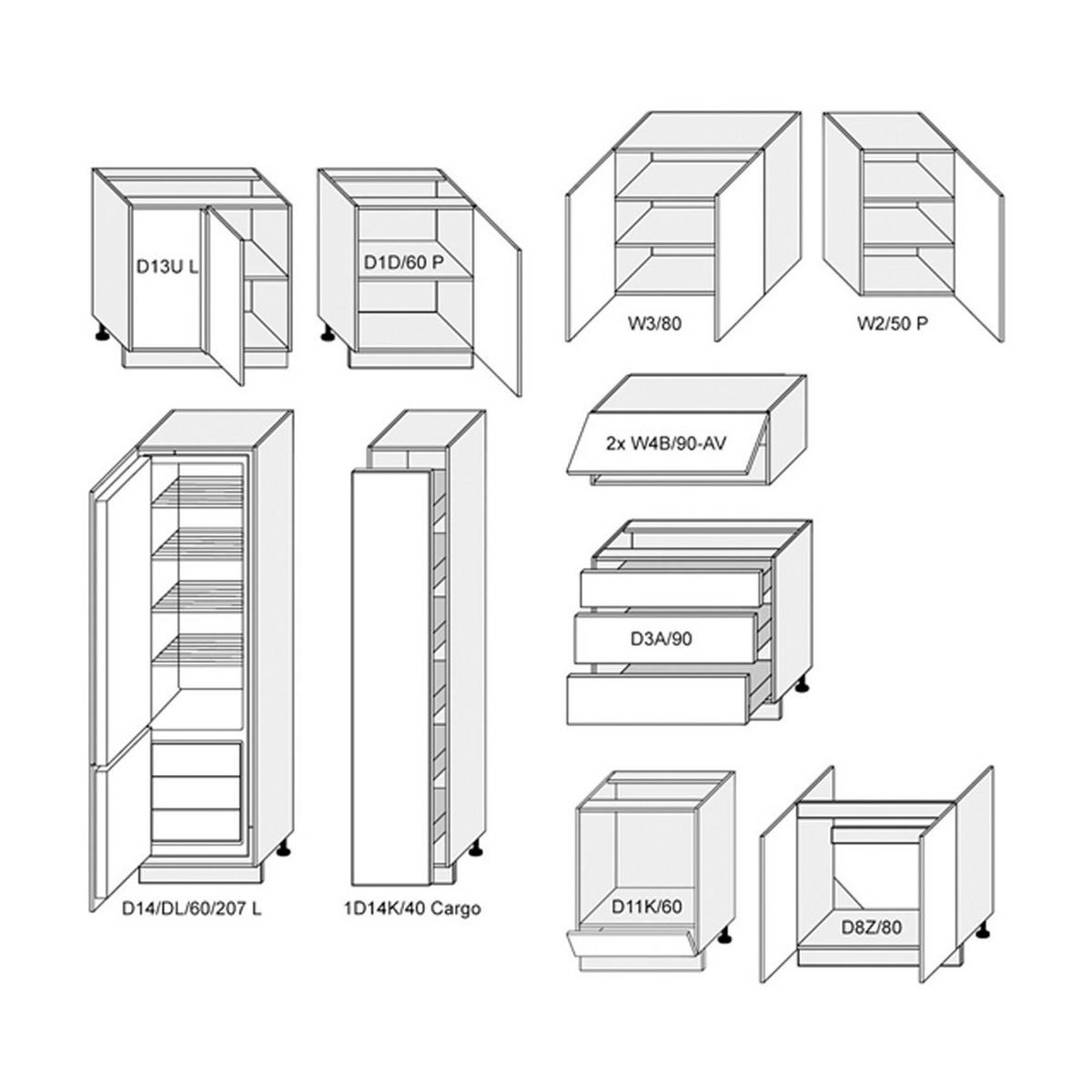 WINKELKÜCHE Avellino eiche artisan / Acryl stone grey matt 11-teilig - Braun/Grau, Holzwerkstoff (330/207/225cm) - Feldmann-Wohnen