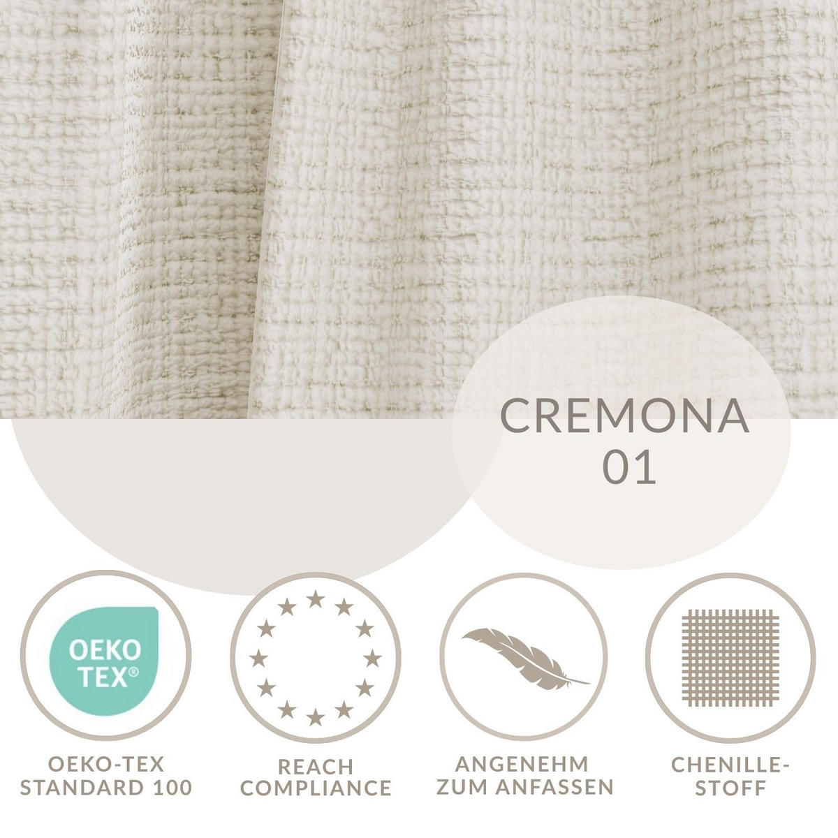 WOHNLANDSCHAFT Deseo Ecru-Beige Chenille-Stoff - Ecru/Beige, Holz/Holzwerkstoff (398/70/148cm) - Maison de Reve