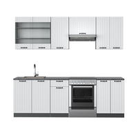 KÜCHENZEILE Fame-Line Weiß Landhaus/Anthrazit 240 cm, AP Anthrazit - Anthrazit/Creme, Holzwerkstoff (240/81.6/60cm) - Vicco