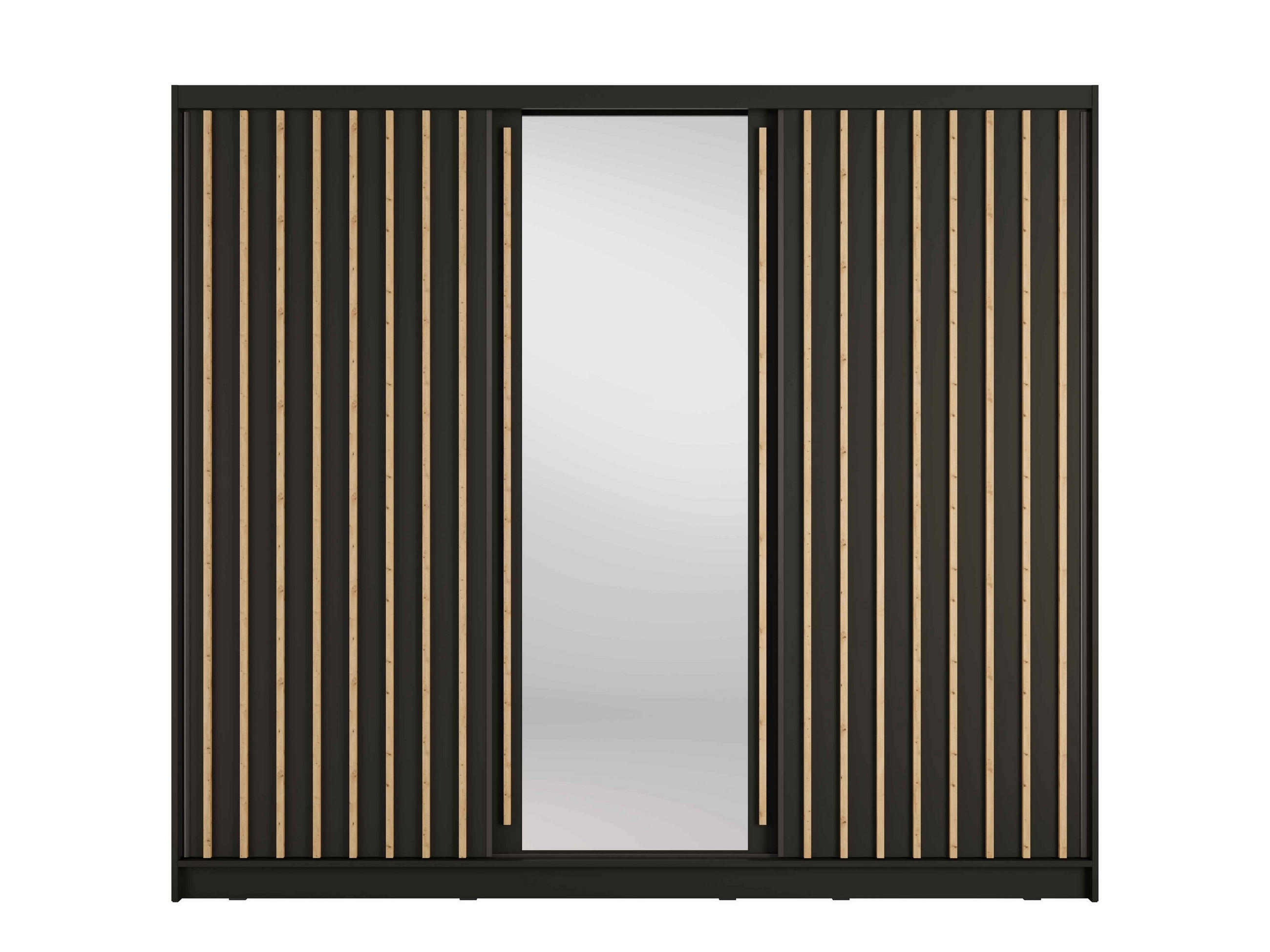 SCHWEBETÜRENSCHRANK VEYDAR 248/215/62cm 3-türig mit Spiegel Grau - Grau, Holzwerkstoff (248/215/62cm) - MASSENO