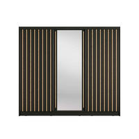 SCHWEBETÜRENSCHRANK VEYDAR 248/215/62cm 3-türig mit Spiegel Grau - Grau, Holzwerkstoff (248/215/62cm) - MASSENO