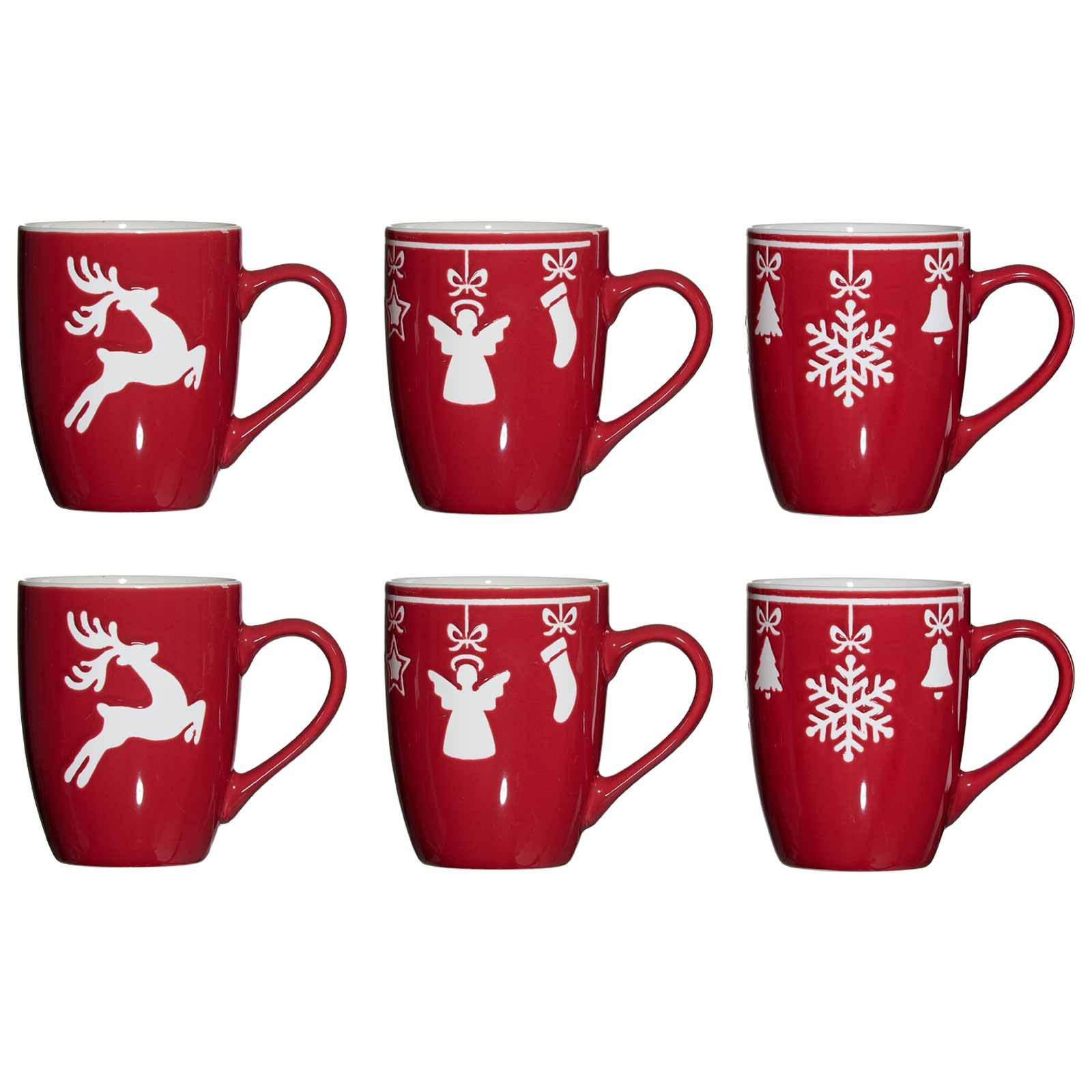 KAFFEEBECHER Navidad rot 360 ml 6er Set - Rot, Keramik (0.36L) - Ritzenhoff Breker