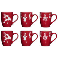 KAFFEEBECHER Navidad rot 360 ml 6er Set - Rot, Keramik (0.36L) - Ritzenhoff Breker