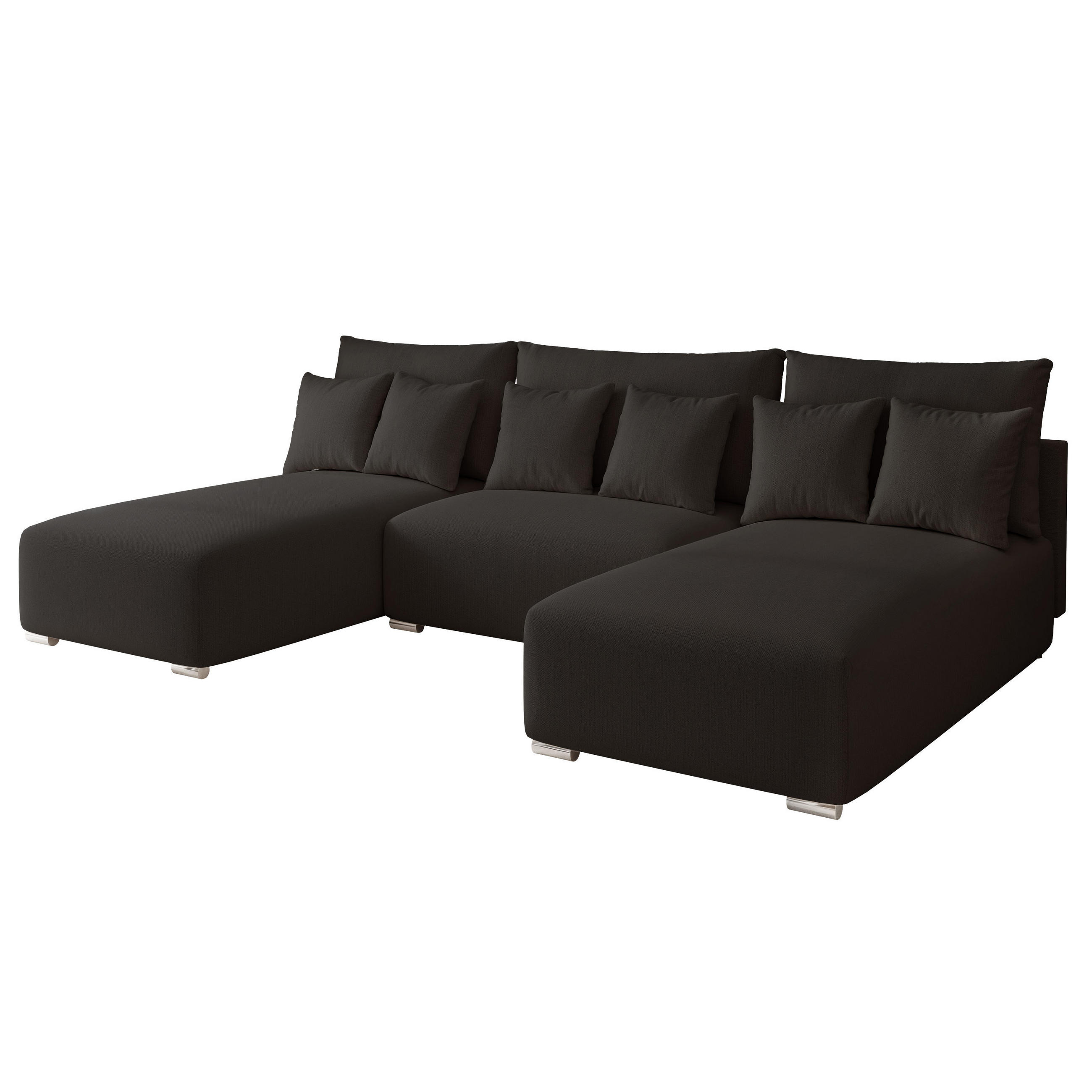 WOHNLANDSCHAFT ELVO mit Schlaffunktion und Bettkasten Anthrazit - Anthrazit, Holzwerkstoff/Kunststoff (300/91/190cm) - Idohome