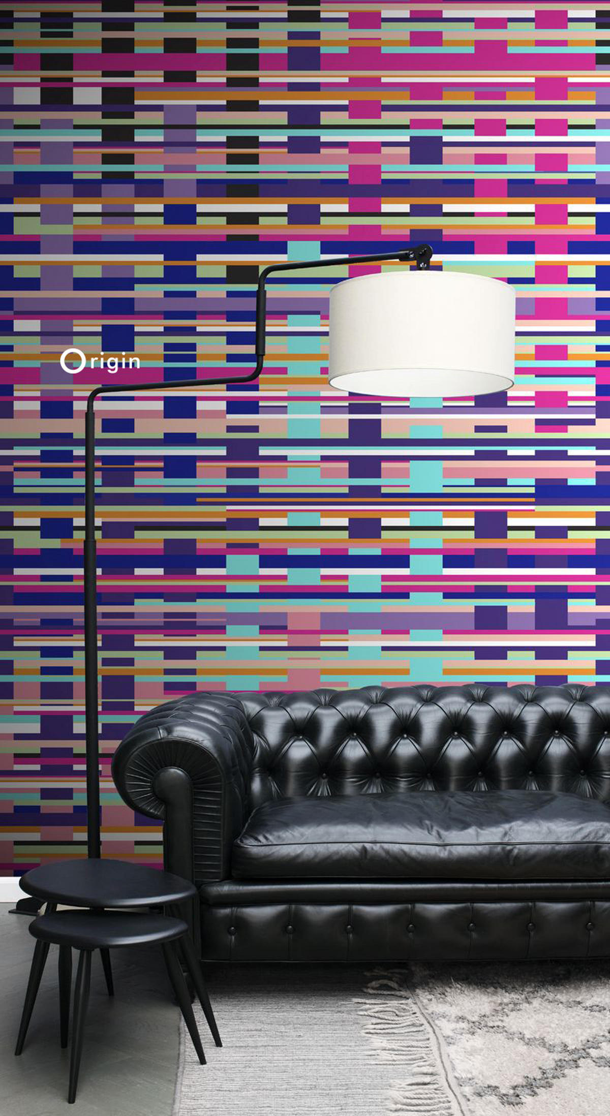 FOTOTAPETE grafische Streifen 200 x 279 cm - Lila, Papier (200/279cm) - Origin Wallcoverings