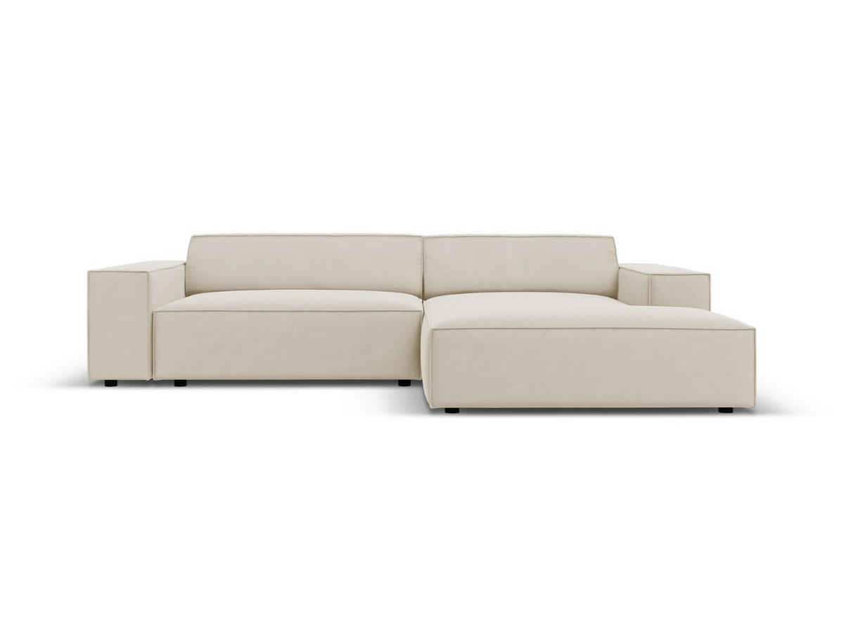ECKSOFA modular rechts Jodie aus Samt dunkelbeige 3 Sitzplätze - Mokka, Textil (166/224cm) - Micadoni