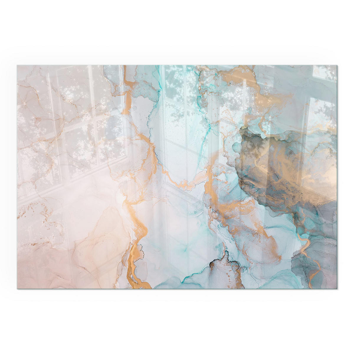 GLASPLATTE für Kamin 100x70 cm - Türkis, Glas (100/70/0.4cm) - TULUP