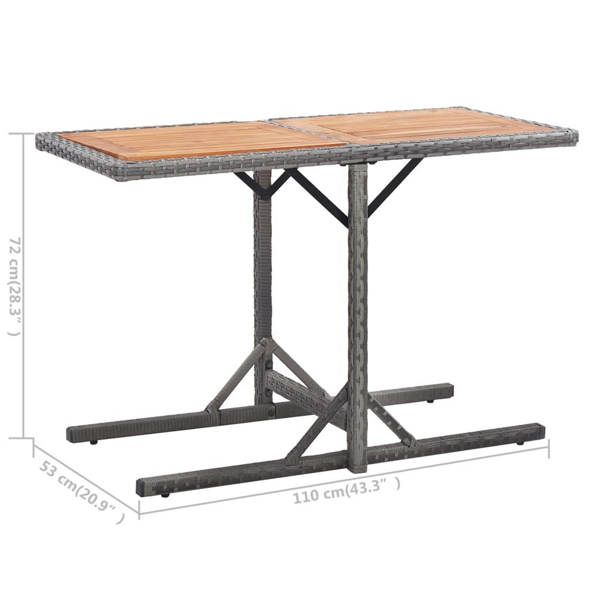 GARTENTISCH Tischgund 53/72/110 cm - Anthrazit, Naturmaterialien (110/53/72cm) - ZMH