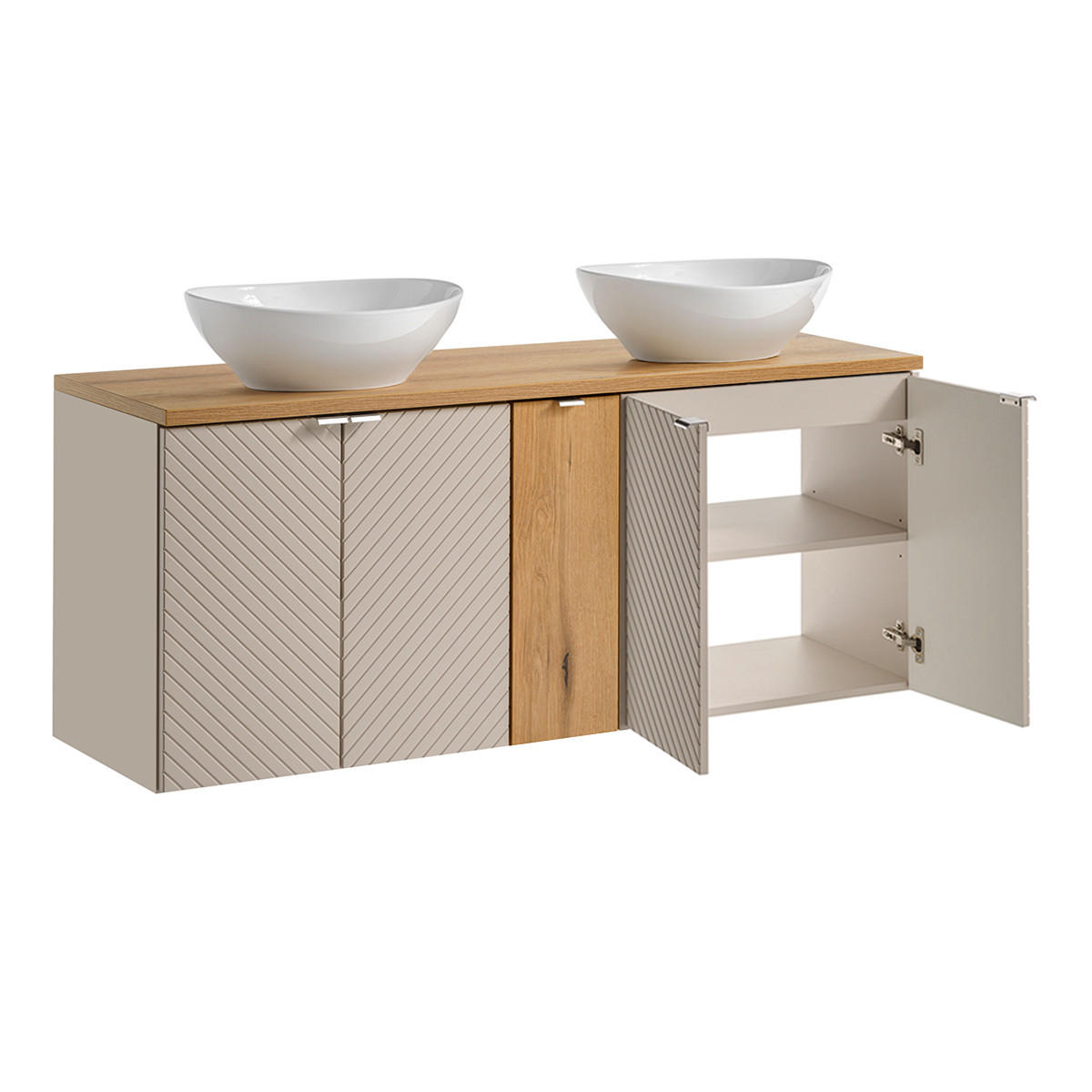 BADMÖBEL 140cm Manoa 2er-Set Kaschmir - Holz - Beige, Holzwerkstoff (140/59/40cm) - Petits-meubles