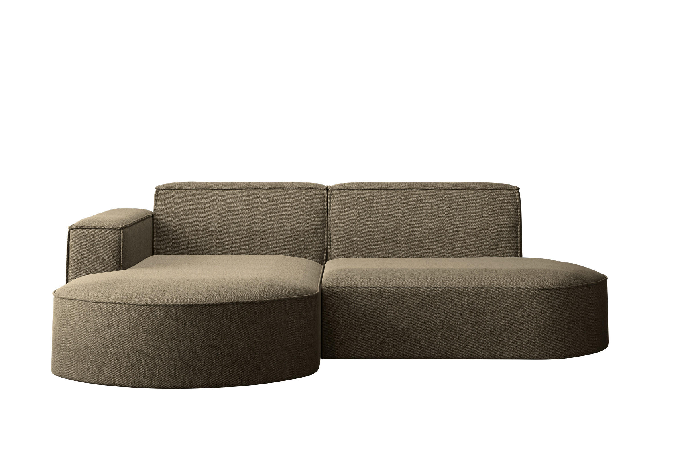ECKSOFA MODENA L STUDIO Stoff Verita Dunkelbeige Links - Cappuccino, Holz (165/236cm) - Kaiser Möbel