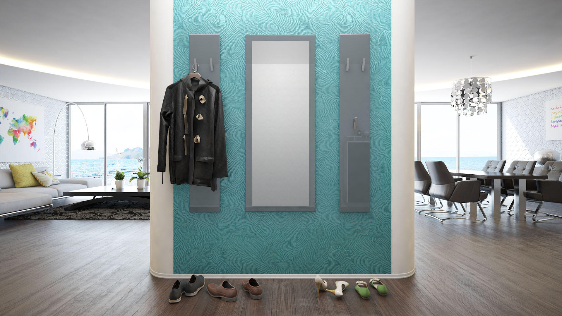 GARDEROBE Spot Grau Hochglanz - Grau, Holzwerkstoff (120/140/2cm) - Vladon