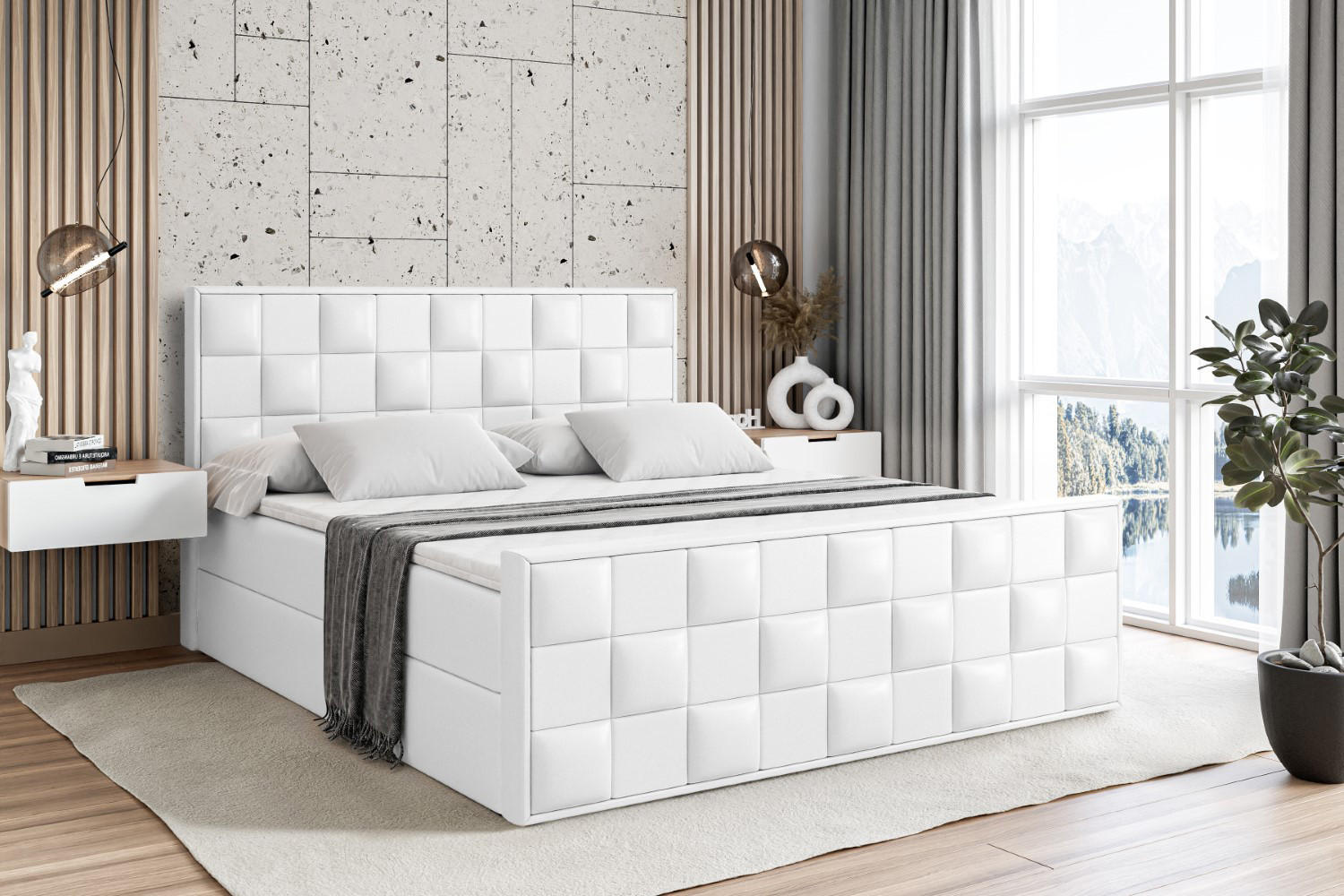 BOXBETT ZAFIRA - 200x200 - H4 - Weiß Hochglanz - Weiß Hochglanz, Holzwerkstoff (200/200cm) - ALTDECOR