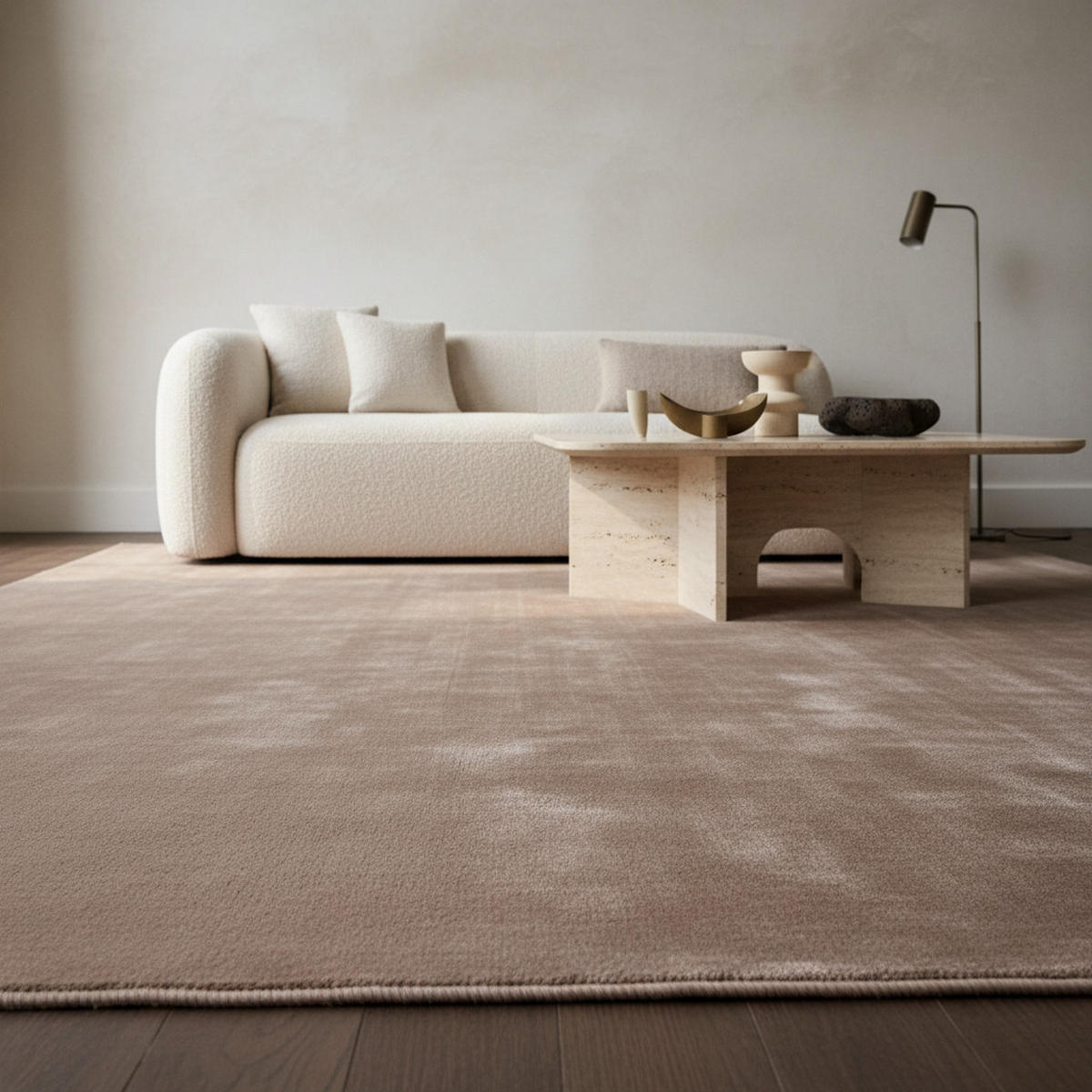 TEPPICH Kurzflor Uni-Farbe Microfaser Antirutsch Wohnzimmer waschbar Beige Rechteckig 240x340 - Beige, Textil (240/340cm) - KADIMA DESIGN