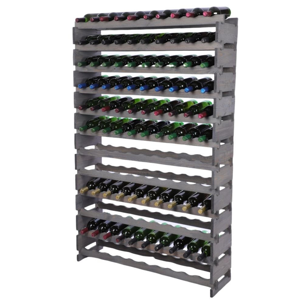 WEINREGAL VINOTECA FLEX PRO HxBxT 163x103x28cm 120 Flaschen auf 12 Ebenen Grau - Grau, Holz (103/163/28cm) - PROREGAL