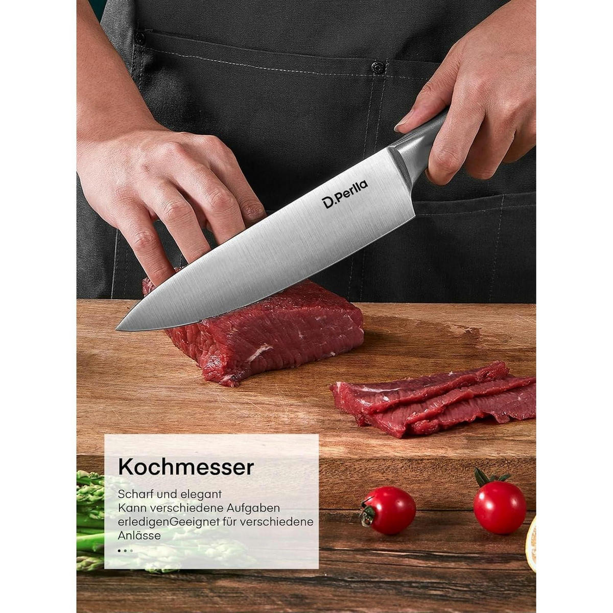 MESSERBLOCK-SET 16-teilig mit Holzblock Schwarz - Multicolor, Holz