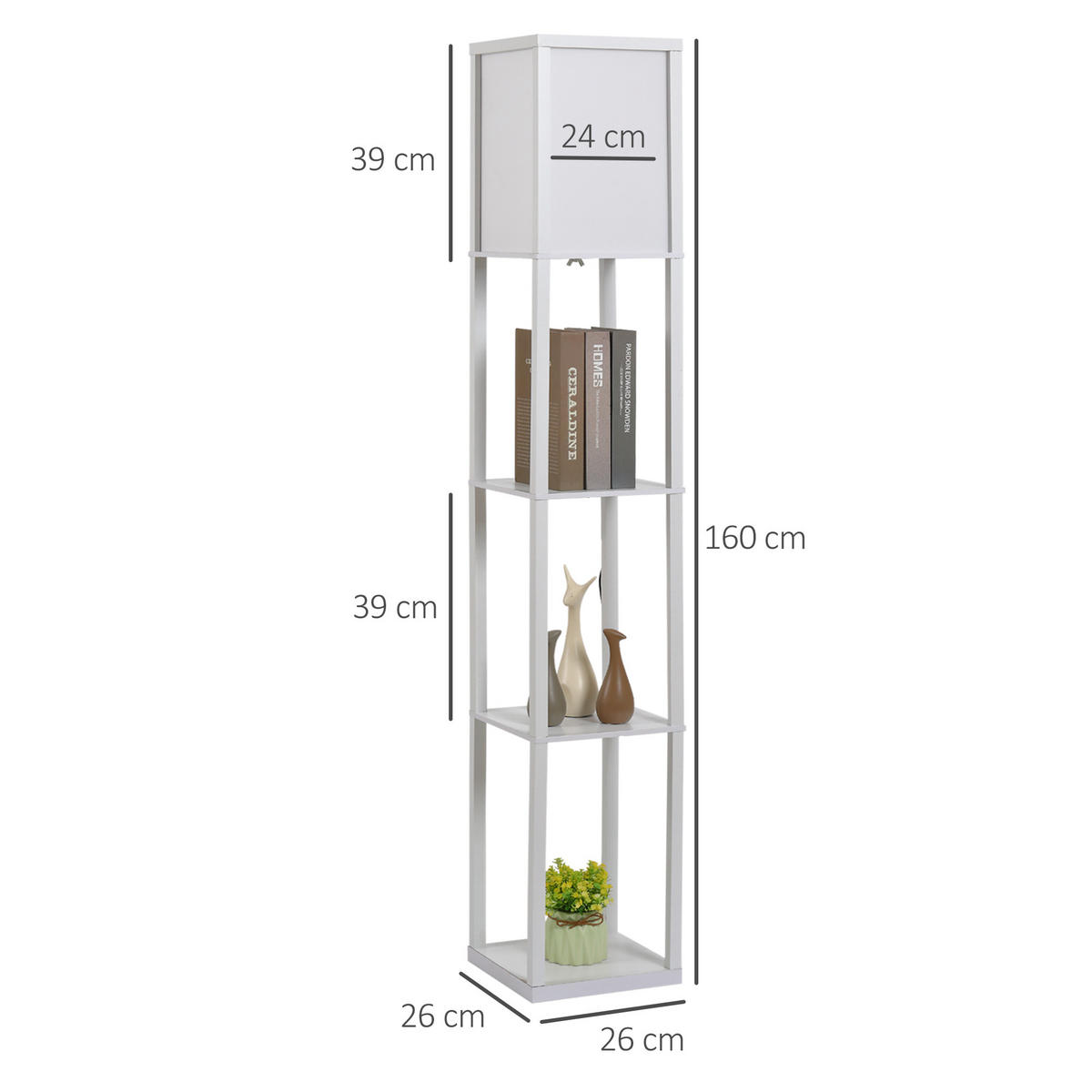 STEHLEUCHTE, Stehlampe, Acryl, Weiß - Weiß, Glas (26/26/160cm) - HOMCOM