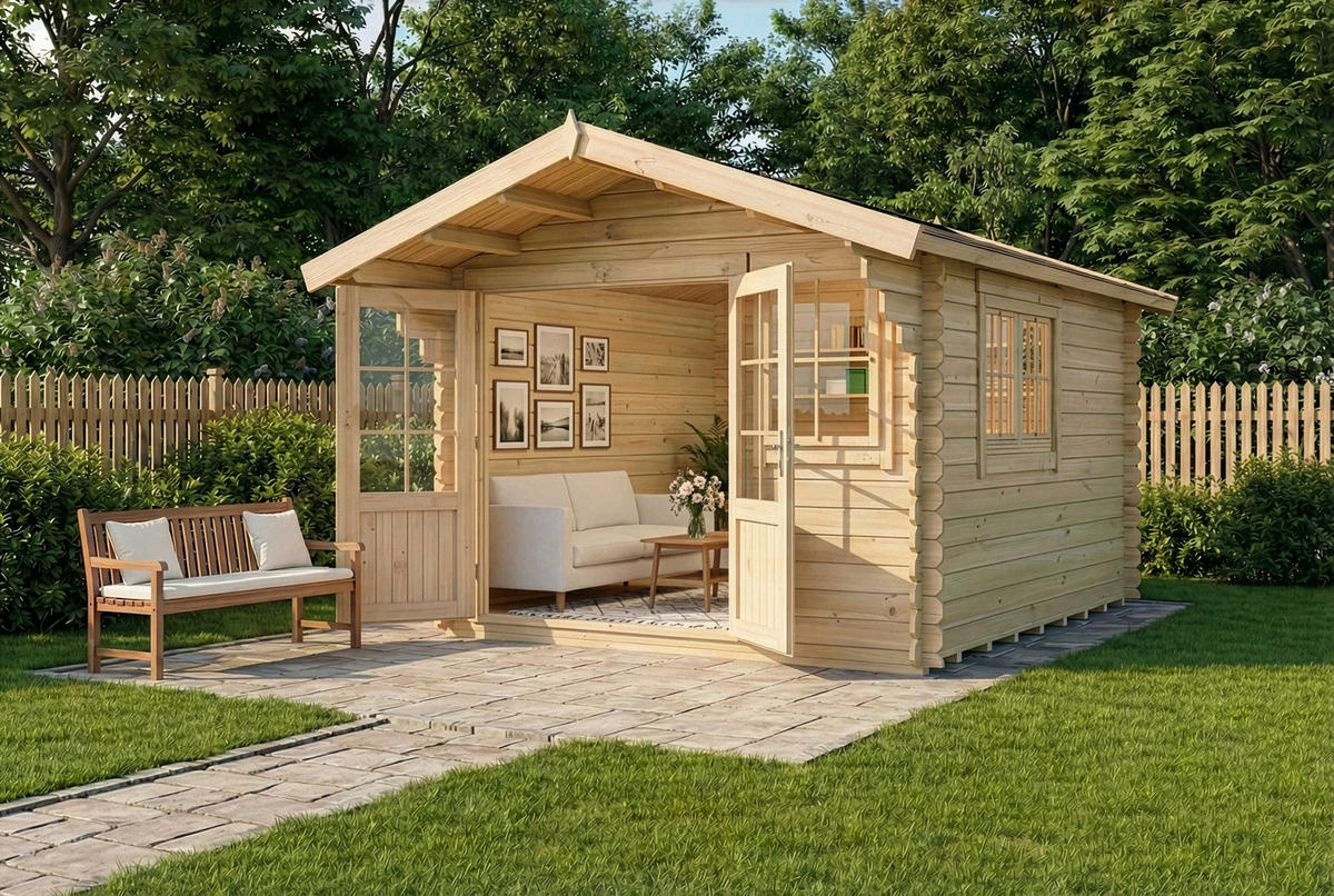 GARTENHAUS Holz Manuel - Naturfarben, Holz (338/250/467cm) - Alpholz