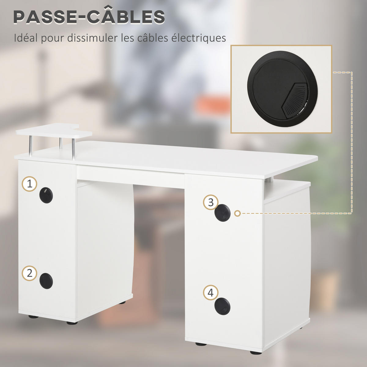 SCHREIBTISCH Weiß mit Tastaturauszug und Schubladen 120/55/85 cm - Weiß, Holz (55/120/85cm) - PANGIVO
