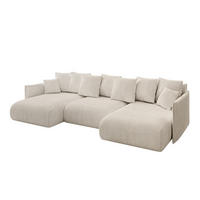 WOHNLANDSCHAFT mit Schlaffunktion und Bettkasten ONESK-U 317x177x72 Beige Cord - Beige, Holzwerkstoff/Kunststoff (317/72/177cm) - ALTDECOR