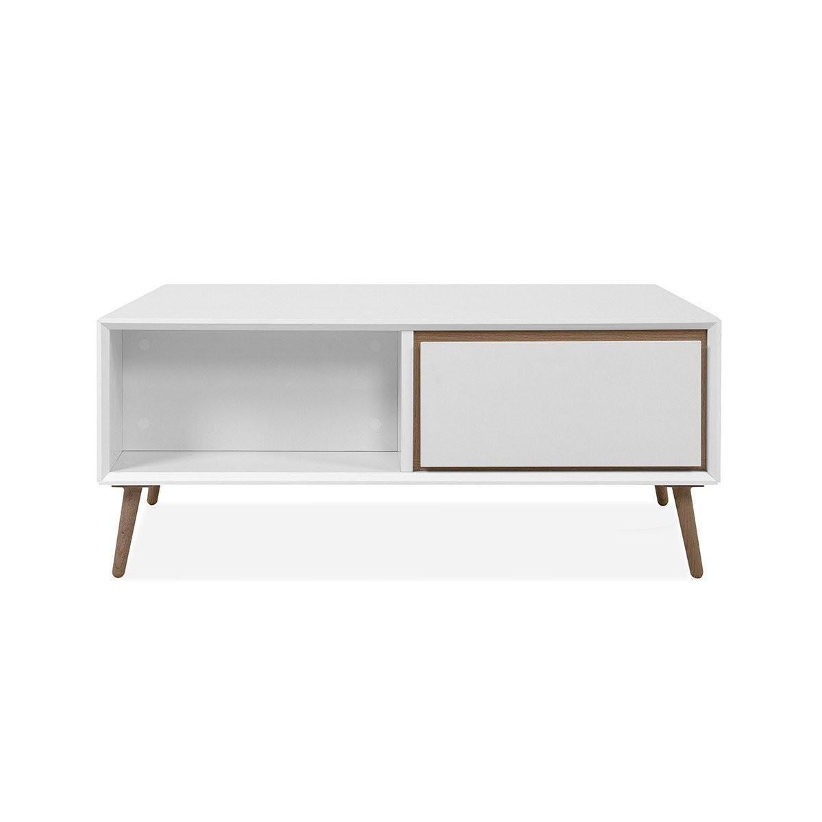 TISCH mit 2 Schubladen und Nischen - Arona - 94/55/40 cm - Weiß, Holzwerkstoff (94/55/40cm) - Calicosy