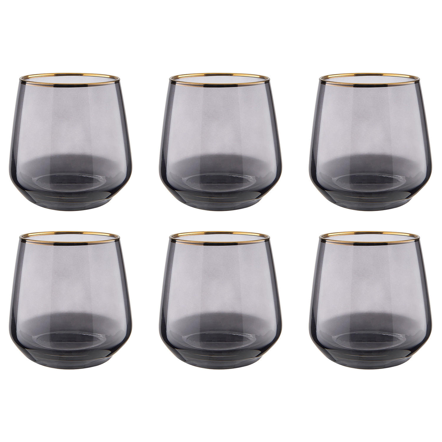 TRINKGLAS (6er-Set) Touch Of Gold - Grau, Glas (0.34L) - Butlers
