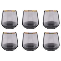 TRINKGLAS (6er-Set) Touch Of Gold - Grau, Glas (0.34L) - Butlers