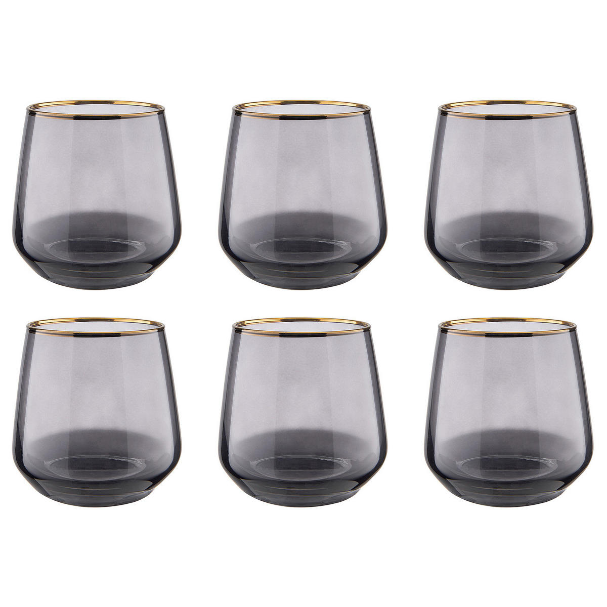 TRINKGLAS (6er-Set) Touch Of Gold - Grau, Glas (0.34L) - Butlers