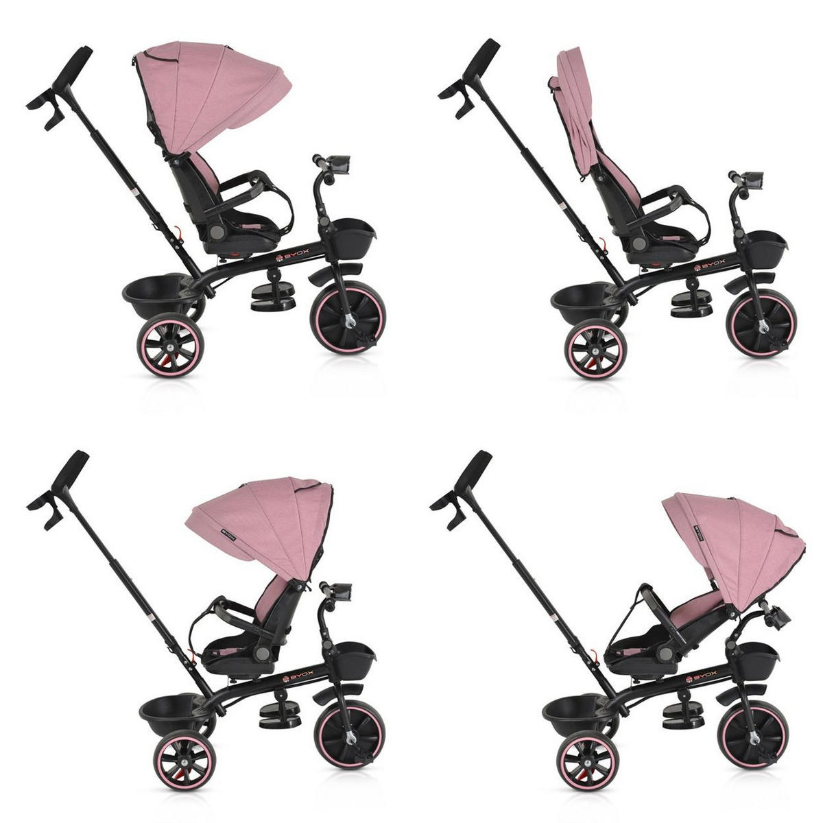 DREIRAD Tricycle Summer rosa Fußstütze klappbar, Musik, Becherhalter, Körbe - Rosa, Metall (75/52/110cm)