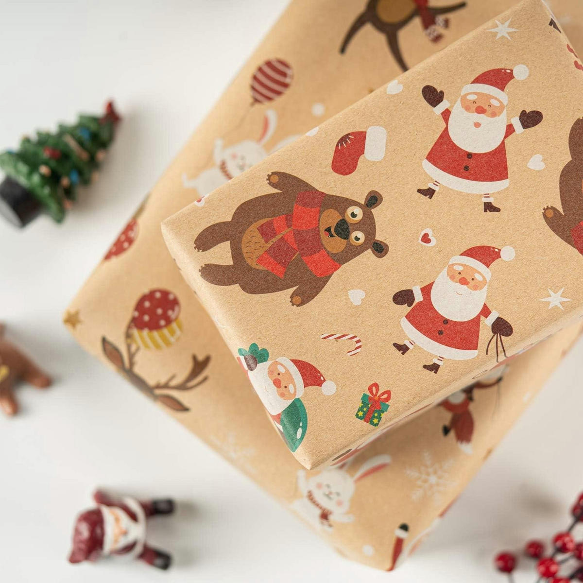 GESCHENKPAPIER 6-teiliges Set Weihnachtsmotive 44,5 x 76 cm - Multicolor, Papier (4/3/44cm)