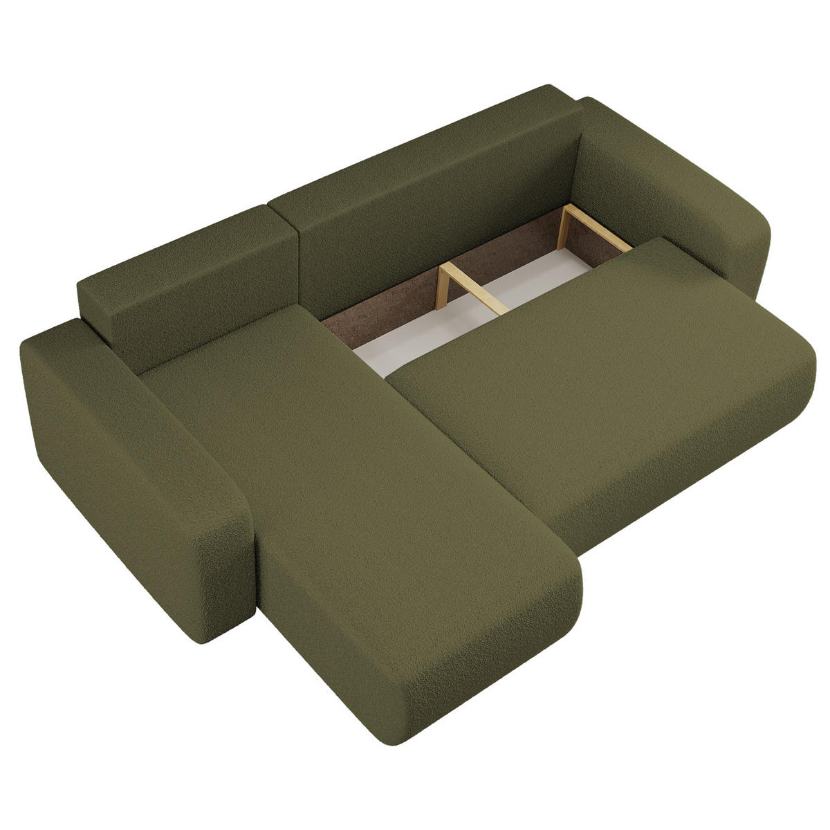 ECKSOFA L-FORM Schlaffunktion Und Bettkasten Eckcouch MILANO L Stoff Quelle Olive Rechts - Olivgrün, Holz/Textil (244/142cm) - Kaiser Möbel