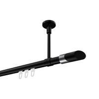 GARDINENSTANGE INNENLAUF Sonette Verano 240 cm (geteilt in 2 x 120 cm), 1-läufig, 20 mm Ø Schwarz - Chromfarben/Schwarz, Metall (240cm) - INTERDECO