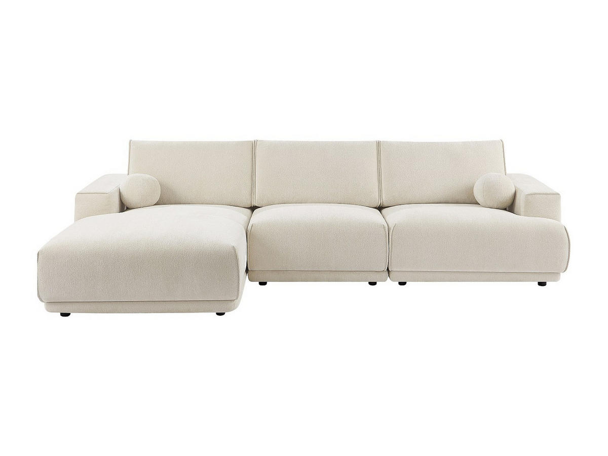 ECKSOFA - Ecke links - Chenille-Stoff - Beige - EMABI - Beige, Textil (320/169cm) - Vente-Unique