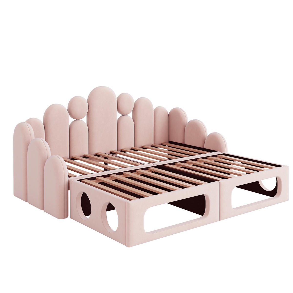 POLSTERBETT 180/200 cm Rosa aus Samt mit Haustierbett-Funktion - Rosa, Holzwerkstoff (180/200cm) - OKWISH