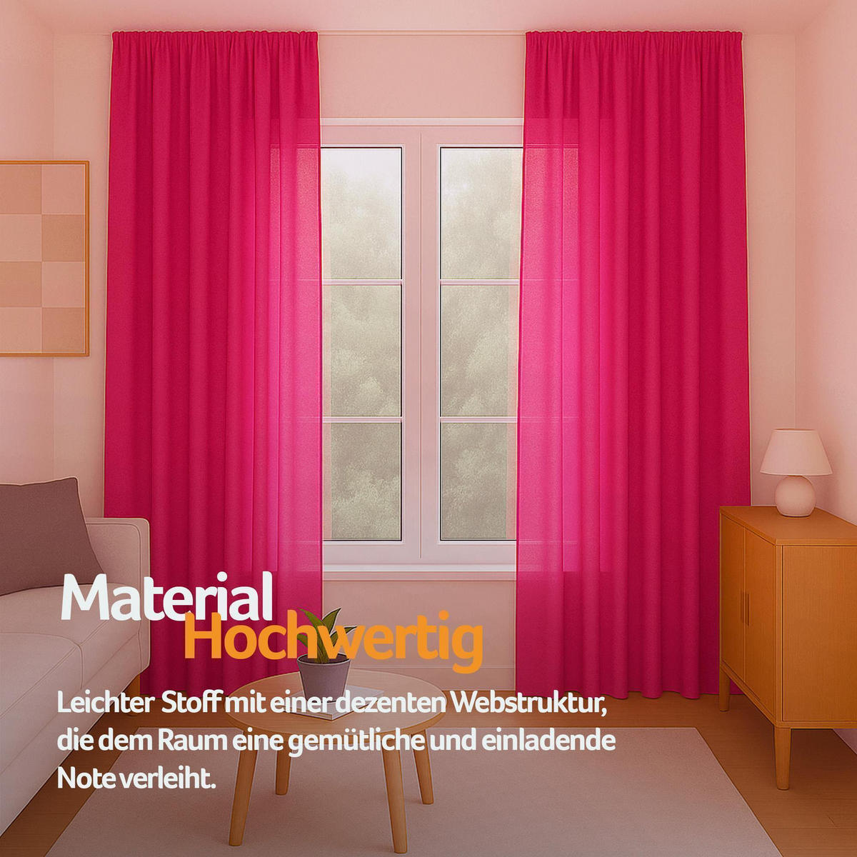 GARDINE Universalband "blickdicht" 2er Pack Pink 140x175 cm - Pink, Textil (140/175cm) - Bestlivings