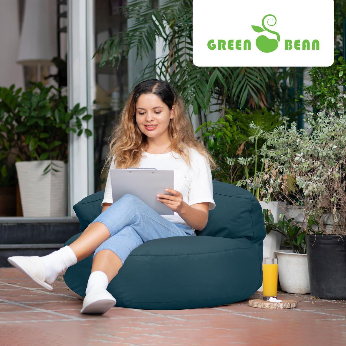 INDOOR OUTDOOR SITZSACK Lounge Sofa - Dunkelblau, Textil (90/50/50cm) - Green Bean