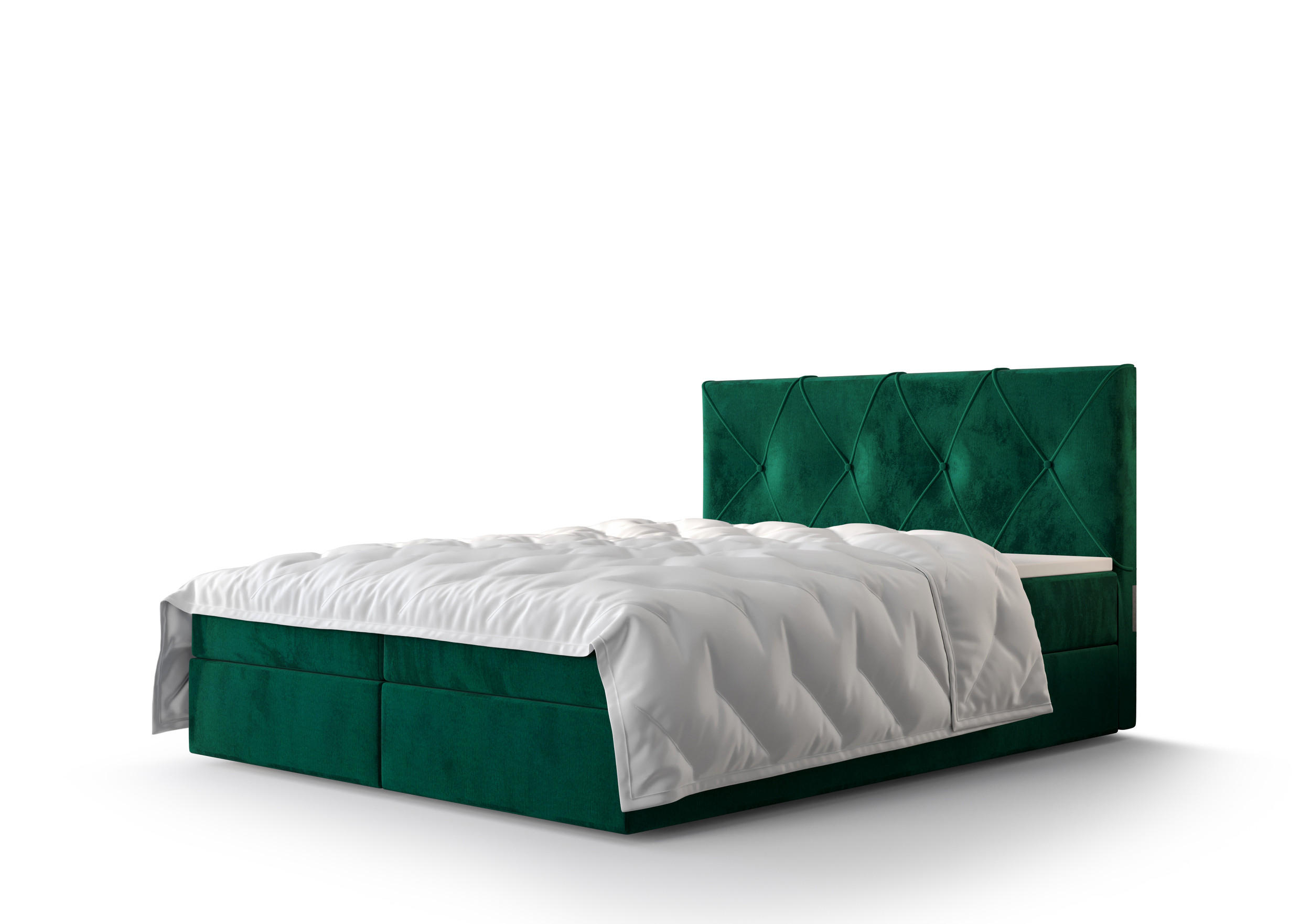 BOXBETT ALTEA 160x200, mit Matratze H3, Bonell und Topper, Monolith 37 - Grün, Holz/Kunststoff (160/200cm) - Bedante