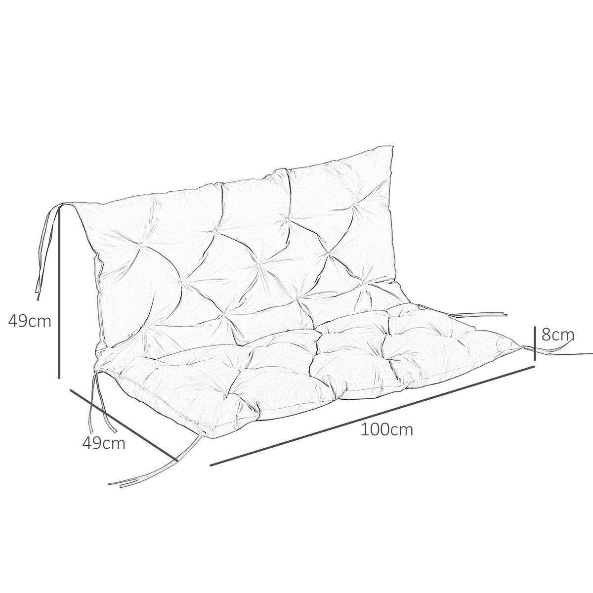 BANKAUFLAGE 3-Sitzer 100x98x8 cm - Schwarz, Kunststoff (98/8/100cm) - Outsunny