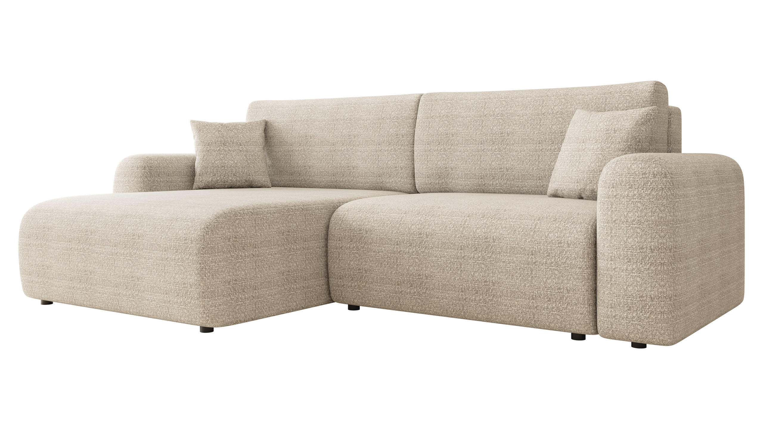 ECKSOFA Floryn L - Beige/Schwarz, Holz/Kunststoff (245/145cm) - MIRJAN24