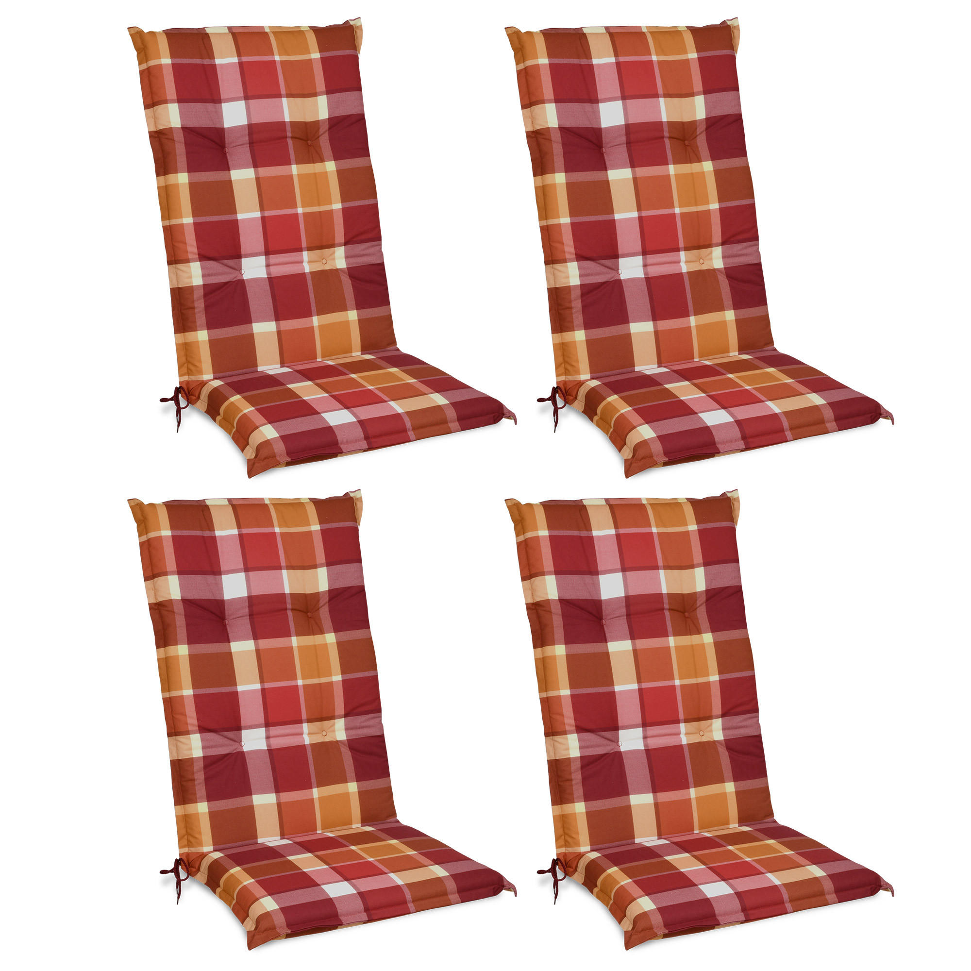 HOCHLEHNERAUFLAGE Sunny RO 120/50/6cm Rot-Kariert 4tlg - Rot, Textil (50/6/100cm) - Beautissu 