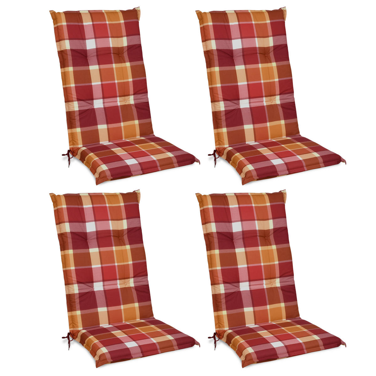 HOCHLEHNERAUFLAGE Sunny RO 120/50/6cm Rot-Kariert 4tlg - Rot, Textil (50/6/100cm) - Beautissu 