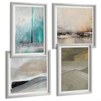 BILDER SET 4er Set - 50x50 cm & 40x60 cm Silberner Rahmen - Gemalte abstrakte Dekorationen - Silberfarben, Kunststoff (50/50cm) - TULUP