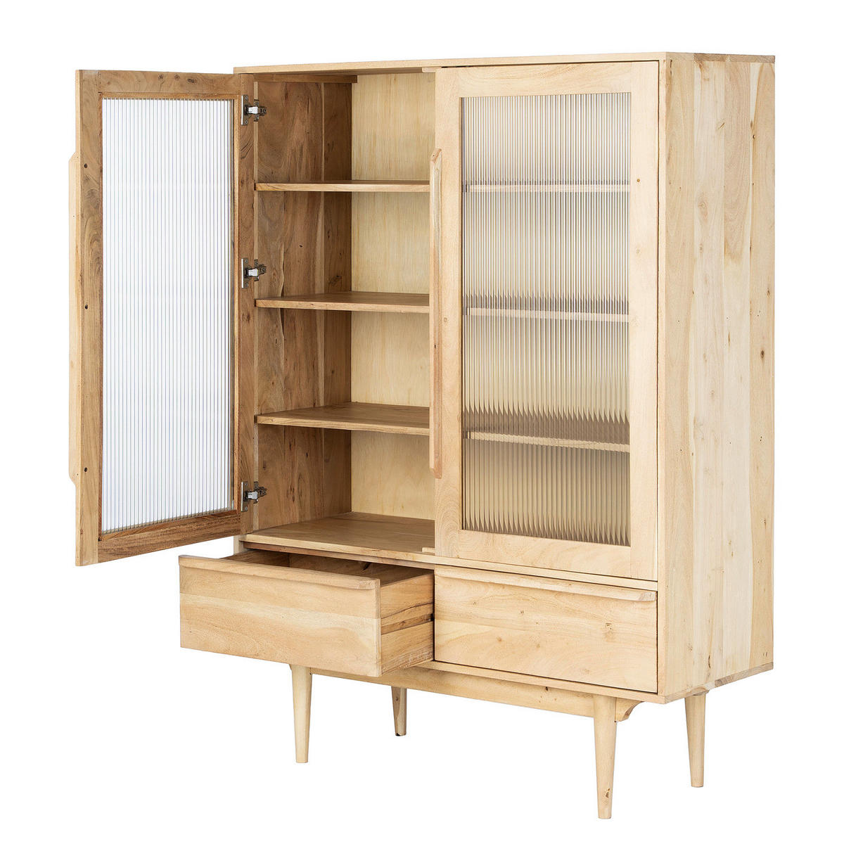 MASSIVER VITRINENSCHRANK - Akazie massiv - Akaziefarben, Glas/Holz (110/150/40cm) - home24